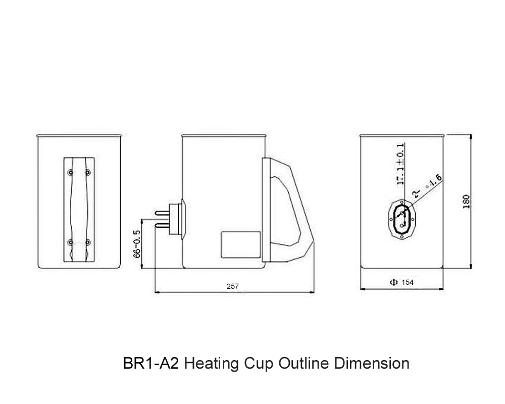 BR1-A2 Ջեռուցման բաժակի ուրվագծային չափը