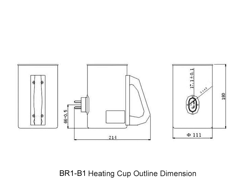 BR1-B1 가열 컵 외형 치수