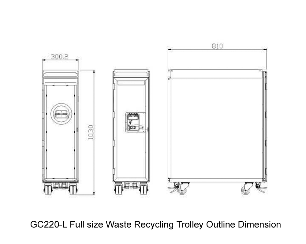 GC220-L Full size Waste Recycling Trolley Outline Dimension