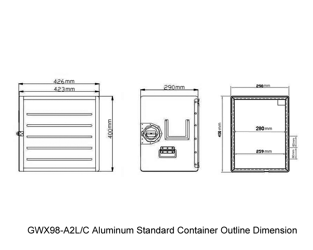 GWX98-A2L-C Aluminium Standard Container Outline Dimension