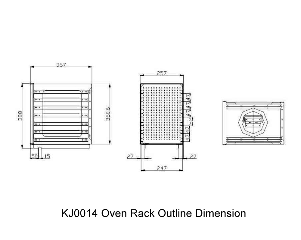 KJ0014 Dimensioni del contorno della griglia del forno