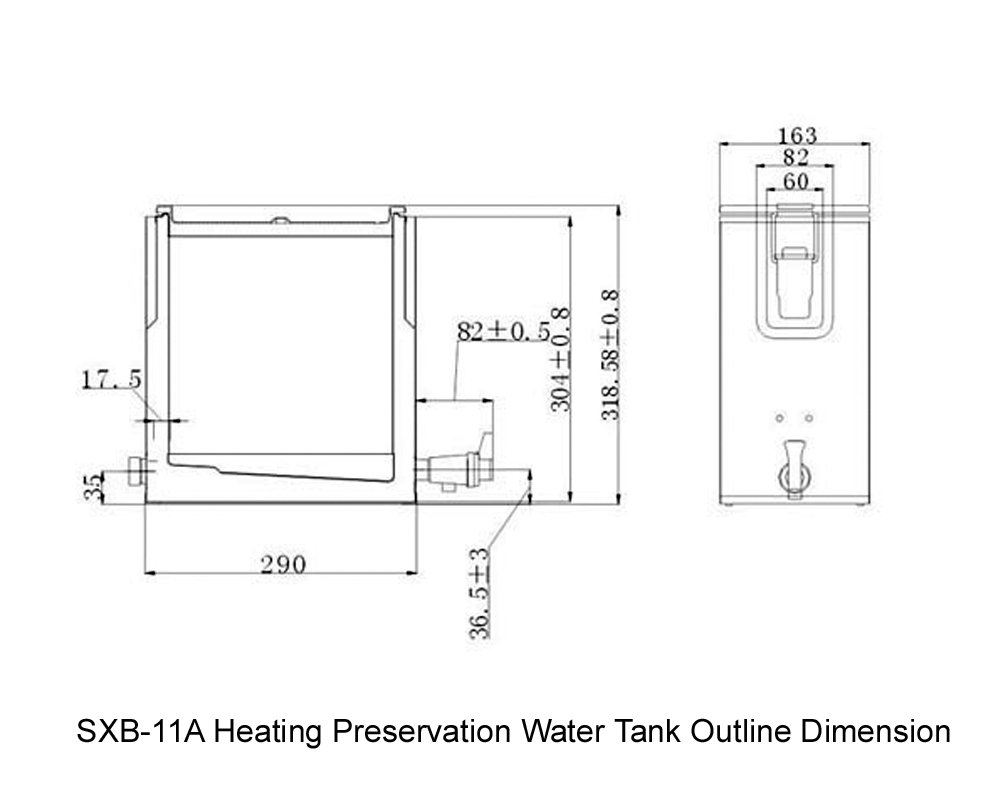 SXB-11A Heating Preservation Water Tangi Outline Dimension